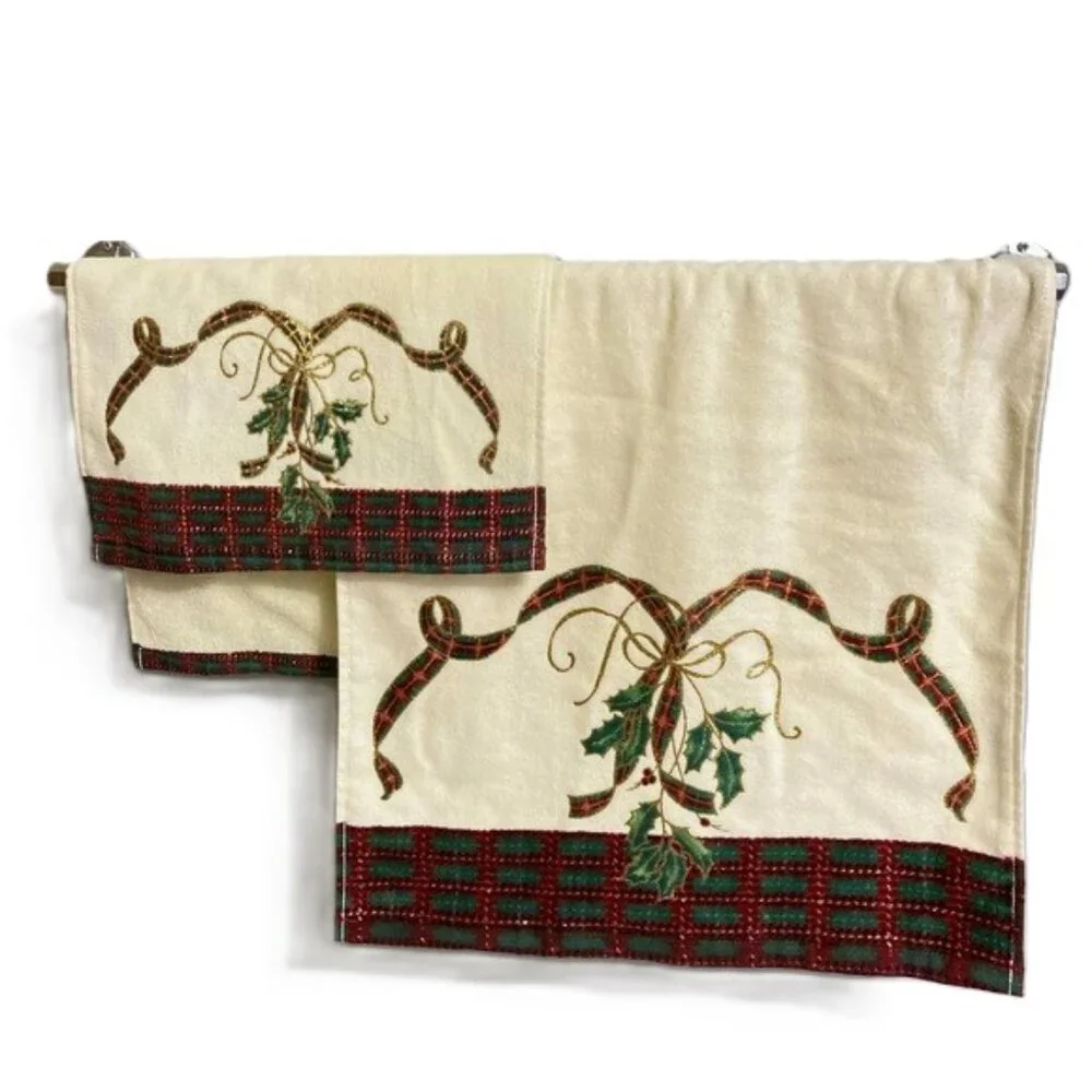 LENOX Holiday Nouveau Fingertip and Hand Towel NEW Set of 2